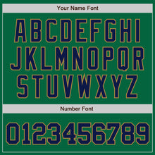 Load image into Gallery viewer, Custom Kelly Green Navy-Old Gold Authentic Baseball Jersey
