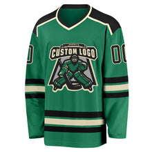 Laden Sie das Bild in den Galerie-Viewer, Custom Kelly Green Cream-Black Hockey Jersey
