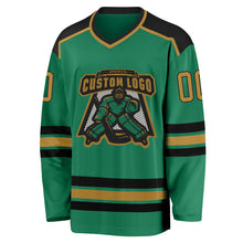 Загрузить изображение в средство просмотра галереи, Custom Kelly Green Old Gold-Black Hockey Jersey
