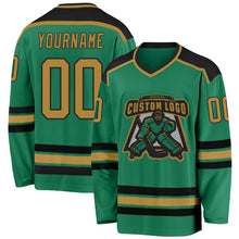 Загрузить изображение в средство просмотра галереи, Custom Kelly Green Old Gold-Black Hockey Jersey
