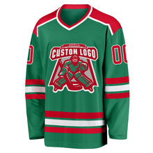 Load image into Gallery viewer, Custom Kelly Green Red-White Hockey Jersey
