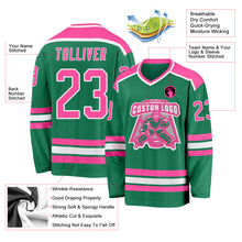Laden Sie das Bild in den Galerie-Viewer, Custom Kelly Green Pink-White Hockey Jersey
