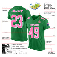 Laden Sie das Bild in den Galerie-Viewer, Custom Grass Green Pink-White Mesh Authentic Football Jersey
