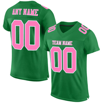 Custom Grass Green Pink-White Mesh Authentic Football Jersey