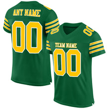 Laden Sie das Bild in den Galerie-Viewer, Custom Kelly Green Gold-White Mesh Authentic Football Jersey
