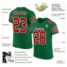 Load image into Gallery viewer, Custom Kelly Green Red-White Mesh Authentic Football Jersey

