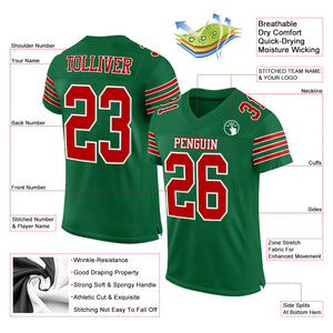 Custom Kelly Green Red-White Mesh Authentic Football Jersey