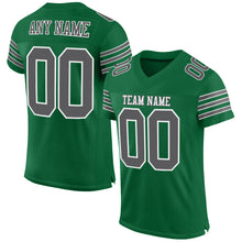 Load image into Gallery viewer, Custom Kelly Green Steel Gray-White Mesh Authentic Football Jersey
