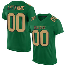 Load image into Gallery viewer, Custom Kelly Green Old Gold-Black Mesh Authentic Football Jersey
