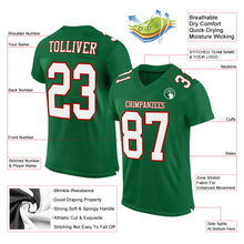 Laden Sie das Bild in den Galerie-Viewer, Custom Kelly Green White-Red Mesh Authentic Football Jersey
