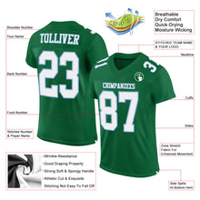 Load image into Gallery viewer, Custom Kelly Green White-Light Blue Mesh Authentic Football Jersey
