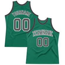Загрузить изображение в средство просмотра галереи, Custom Kelly Green Steel Gray-White Authentic Throwback Basketball Jersey
