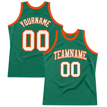 Загрузить изображение в средство просмотра галереи, Custom Kelly Green White-Orange Authentic Throwback Basketball Jersey
