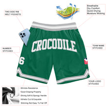 Load image into Gallery viewer, Custom Kelly Green White-Gray Authentic Throwback Basketball Shorts
