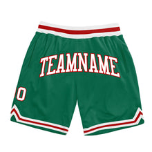 Load image into Gallery viewer, Custom Kelly Green White-Red Authentic Throwback Basketball Shorts
