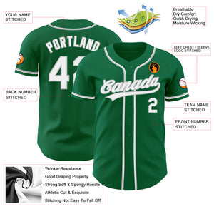 Custom Kelly Green White-Gray Authentic Baseball Jersey