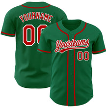 Load image into Gallery viewer, Custom Kelly Green Red-White Authentic Baseball Jersey
