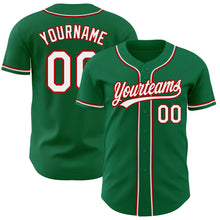 Laden Sie das Bild in den Galerie-Viewer, Custom Kelly Green White-Red Authentic Baseball Jersey
