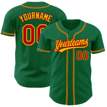 Laden Sie das Bild in den Galerie-Viewer, Custom Kelly Green Red-Gold Authentic Baseball Jersey

