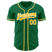 Load image into Gallery viewer, Custom Kelly Green Gold-White Authentic Baseball Jersey
