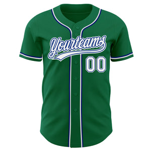 Custom Kelly Green White-Royal Authentic Baseball Jersey