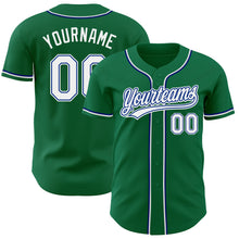 Laden Sie das Bild in den Galerie-Viewer, Custom Kelly Green White-Royal Authentic Baseball Jersey
