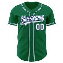 Laden Sie das Bild in den Galerie-Viewer, Custom Kelly Green White Royal-Gray Authentic Baseball Jersey
