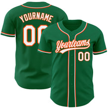 Laden Sie das Bild in den Galerie-Viewer, Custom Kelly Green White-Orange Authentic Baseball Jersey
