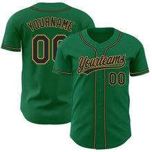 Load image into Gallery viewer, Custom Kelly Green Black-Old Gold Authentic Baseball Jersey
