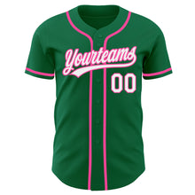 Laden Sie das Bild in den Galerie-Viewer, Custom Kelly Green White-Pink Authentic Baseball Jersey

