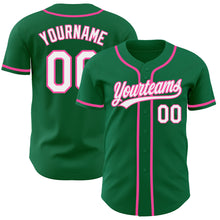 Load image into Gallery viewer, Custom Kelly Green White-Pink Authentic Baseball Jersey
