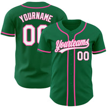 Laden Sie das Bild in den Galerie-Viewer, Custom Kelly Green White-Pink Authentic Baseball Jersey
