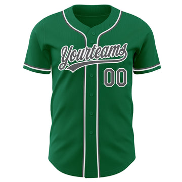 Custom Kelly Green Steel Gray-White Authentic Baseball Jersey