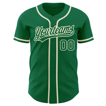 Custom Kelly Green Kelly Green-Cream Authentic Baseball Jersey