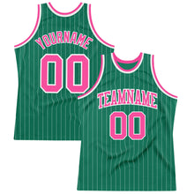 Charger l&#39;image dans la galerie, Custom Kelly Green White Pinstripe Pink Authentic Basketball Jersey
