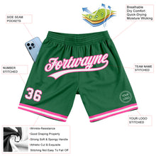 Laden Sie das Bild in den Galerie-Viewer, Custom Kelly Green White-Pink Authentic Throwback Basketball Shorts
