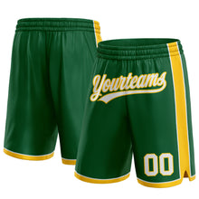 Charger l&#39;image dans la galerie, Custom Kelly Green White-Yellow Authentic Basketball Shorts
