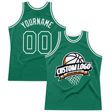Загрузить изображение в средство просмотра галереи, Custom Kelly Green White Authentic Throwback Basketball Jersey
