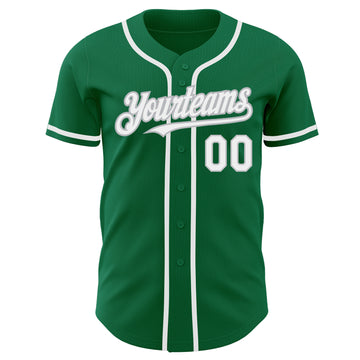 Custom Kelly Green White-Gray Authentic Baseball Jersey