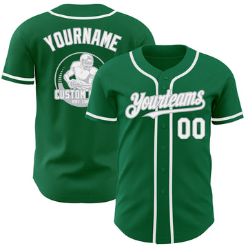 Custom Kelly Green White-Gray Authentic Baseball Jersey