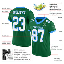 Load image into Gallery viewer, Custom Kelly Green White-Electric Blue Mesh Authentic Football Jersey
