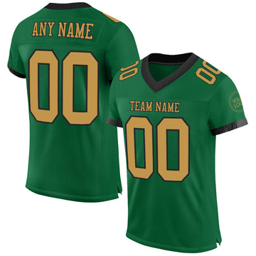 Custom Kelly Green Old Gold-Black Mesh Authentic Football Jersey