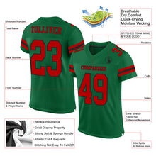 Load image into Gallery viewer, Custom Kelly Green Red-Black Mesh Authentic Football Jersey

