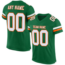 Laden Sie das Bild in den Galerie-Viewer, Custom Kelly Green White-Orange Mesh Authentic Football Jersey
