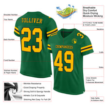 Load image into Gallery viewer, Custom Kelly Green Gold-Black Mesh Authentic Football Jersey
