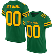 Load image into Gallery viewer, Custom Kelly Green Gold-Black Mesh Authentic Football Jersey
