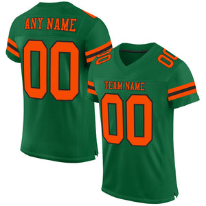 Custom Kelly Green Orange-Black Mesh Authentic Football Jersey