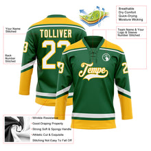 Laden Sie das Bild in den Galerie-Viewer, Custom Kelly Green White-Gold Hockey Lace Neck Jersey
