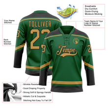 Laden Sie das Bild in den Galerie-Viewer, Custom Kelly Green Old Gold-Black Hockey Lace Neck Jersey
