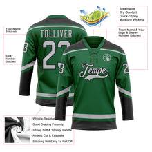 Load image into Gallery viewer, Custom Kelly Green Gray-Black Hockey Lace Neck Jersey
